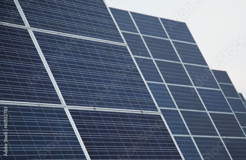 Detail of blue solar panels