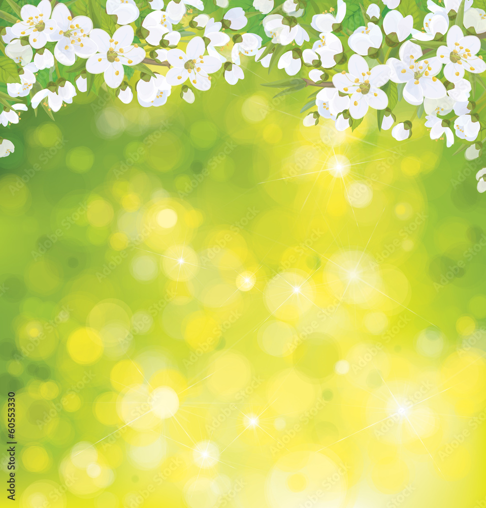Vector blossoming tree on spring background. Vector blossoming tree on spring background.