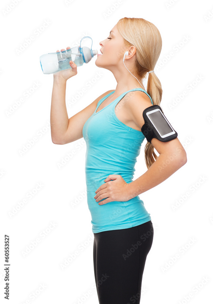 sporty woman running with smartphone and earphones sporty woman running with smartphone and earphones