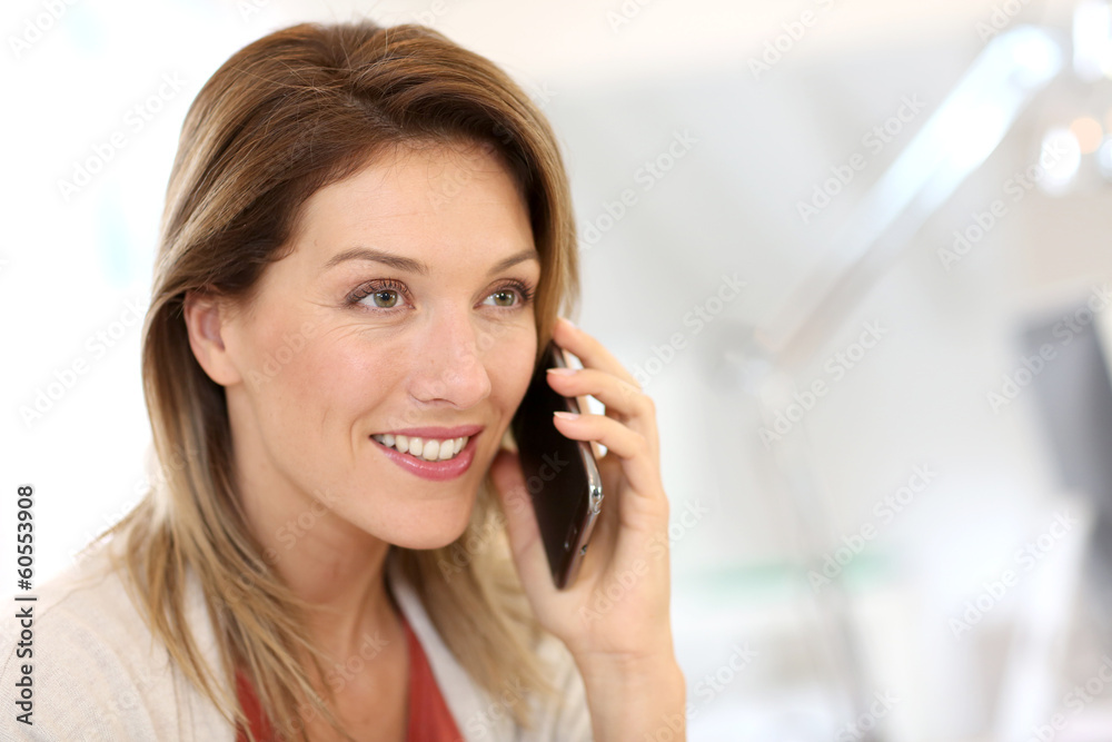 Portrait of confident businesswoman talking on the phone Portrait of confident businesswoman talking on the phone