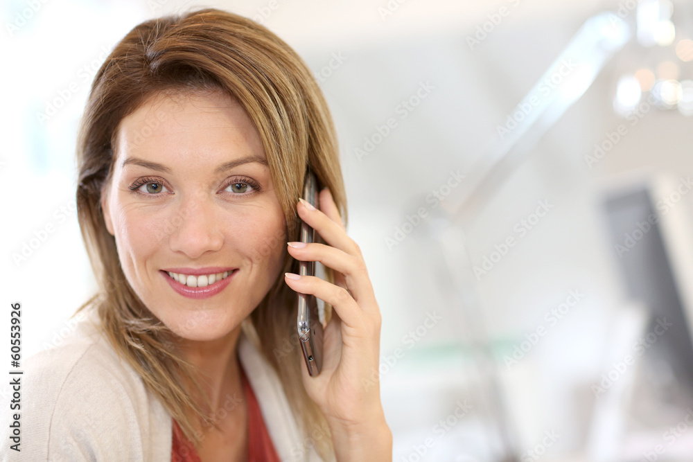 Portrait of confident businesswoman talking on the phone Portrait of confident businesswoman talking on the phone
