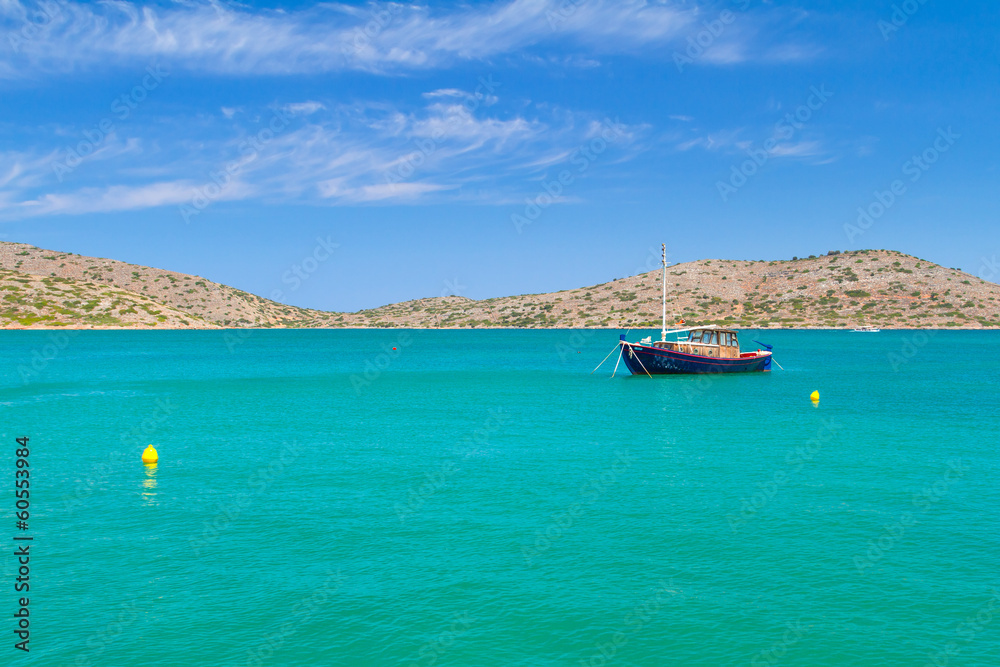 Obraz premium Fishing boats at the coast of Crete, Greece