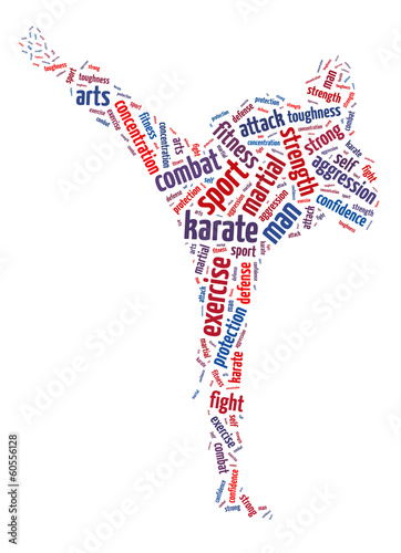 Words illustration of the martial arts fighting