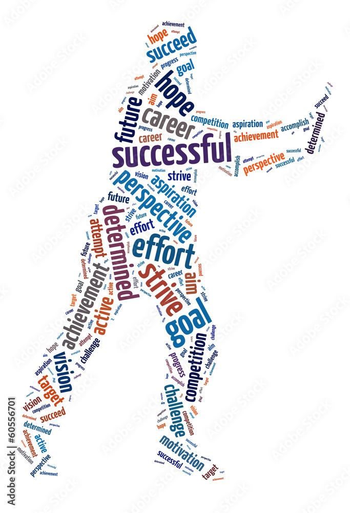 Words illustration of the concept of success and determination Words illustration of the concept of success and determination