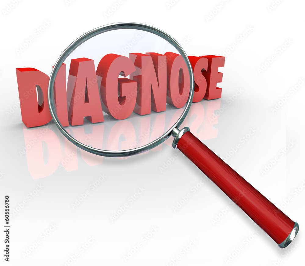 Diagnose 3D Word Magnifying Glass Finding Medical Help Informati Diagnose 3D Word Magnifying Glass Finding Medical Help Informati
