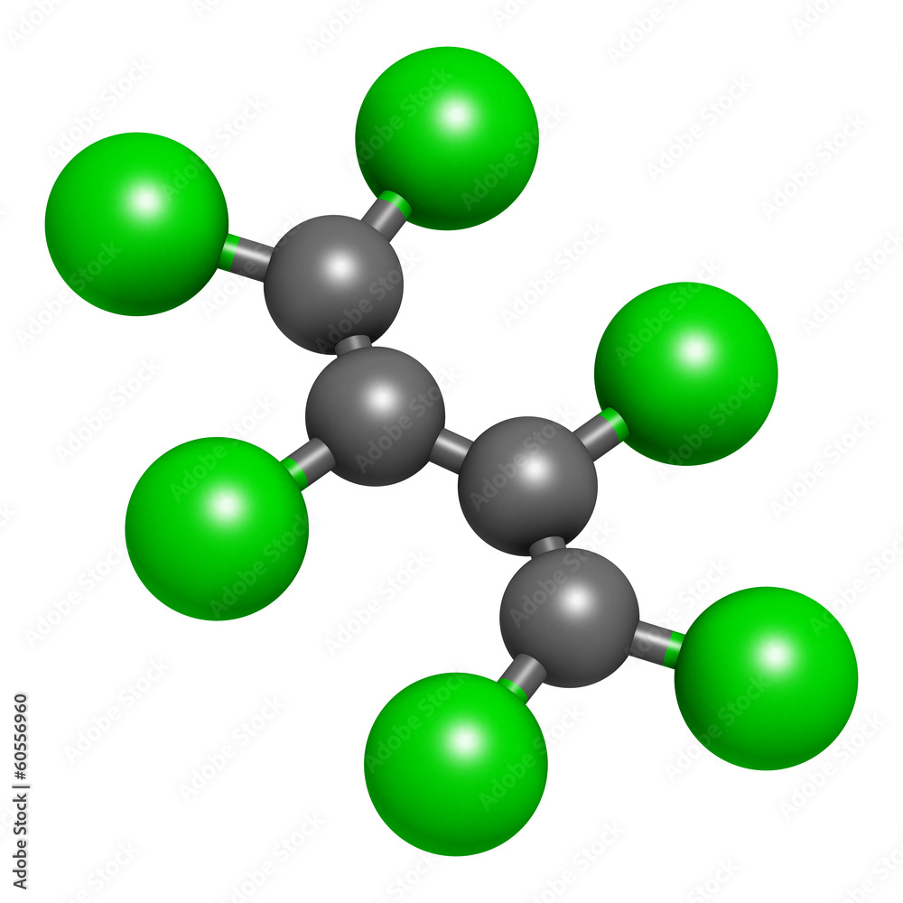 Obraz premium Hexachlorobutadiene (HBCD) solvent molecule.