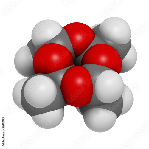 Metaldehyde pesticide molecule. Used against slugs and snails.