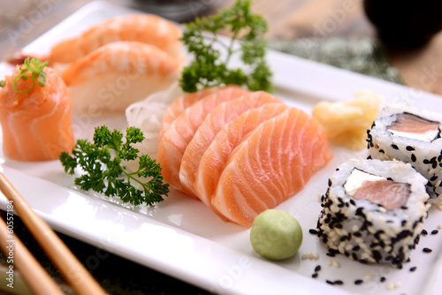 Salmon and sushi