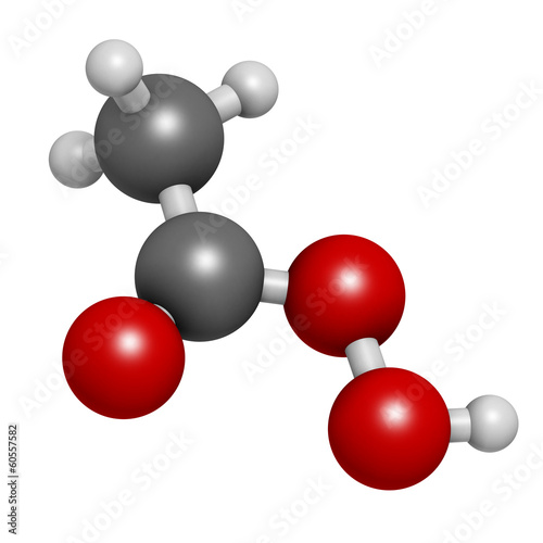 Peracetic acid (peroxyacetic acid, paa) disinfectant molecule. photo