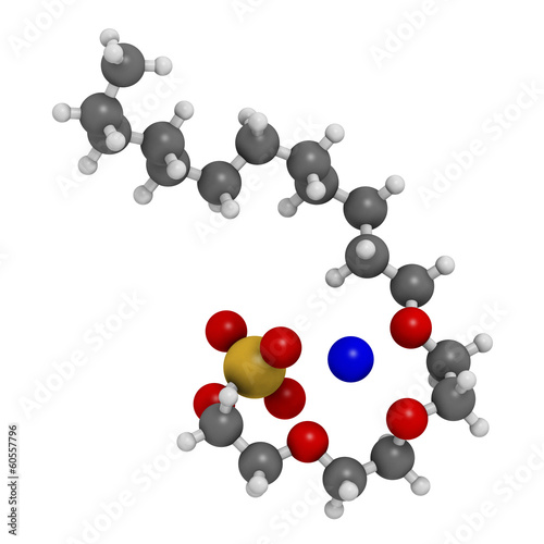 Sodium laureth sulphate detergent molecule.