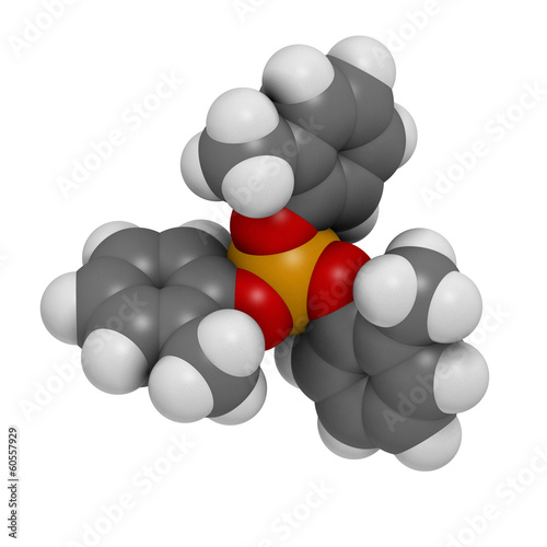 Tricresyl phosphate (TCP) molecule. Used as plasticizer. photo