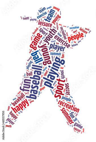 Words illustration of happy youth playing sports