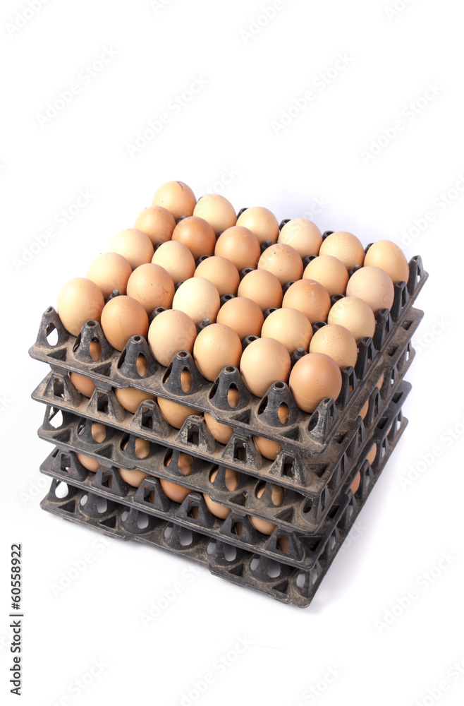 many brown eggs isolated on white many brown eggs isolated on white