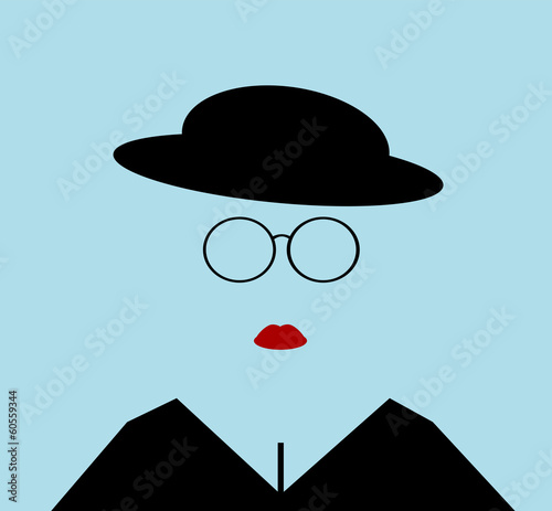 woman wearing wire frame glasses and lipstick
