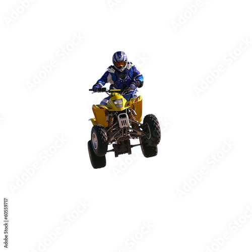 Jump on quadrocycle on a white background.