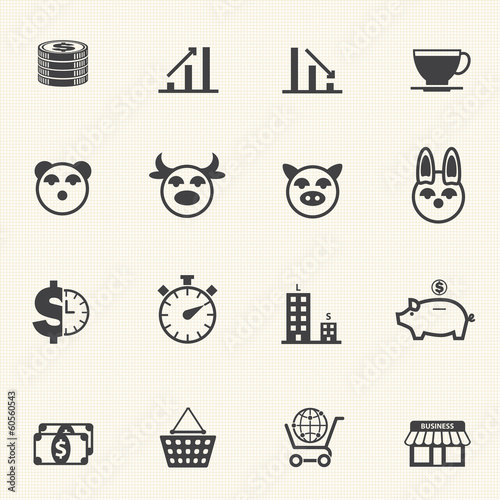 Business and Finance Icons with texture background. Vector