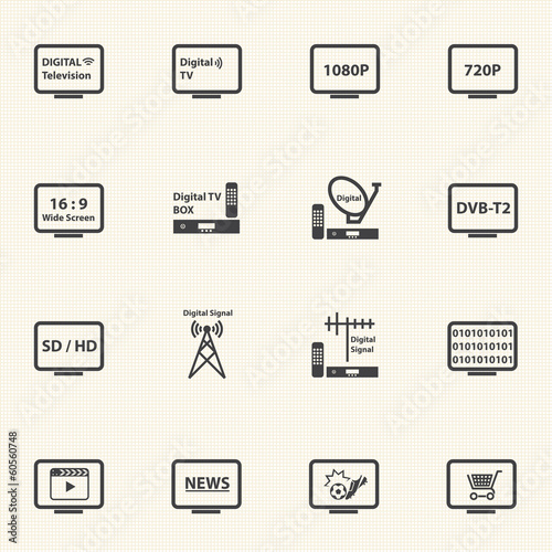 Digital Television concept with texture background. Vector