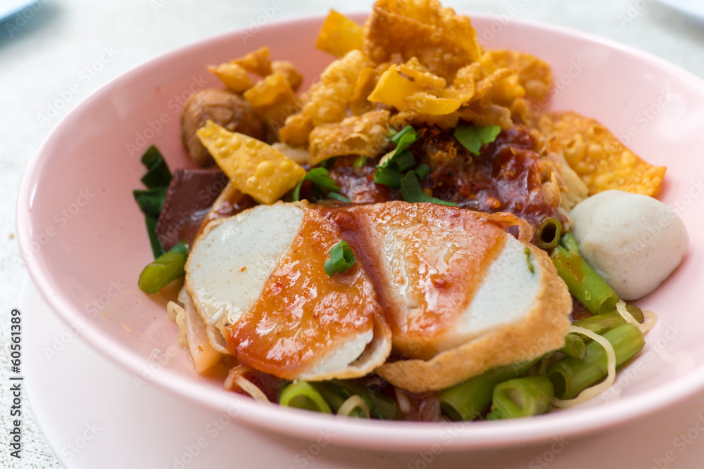 Traditional Thai noodle, yong tau fu, yen ta fo Traditional Thai noodle, yong tau fu, yen ta fo