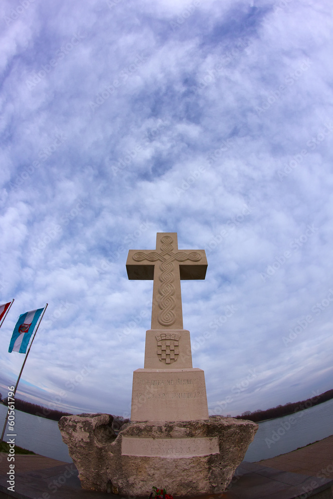 White Cross in Vukovar photographed with fisheye lens