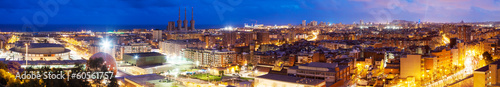 Panoramic night view of Barcelona from Badalona #60561757