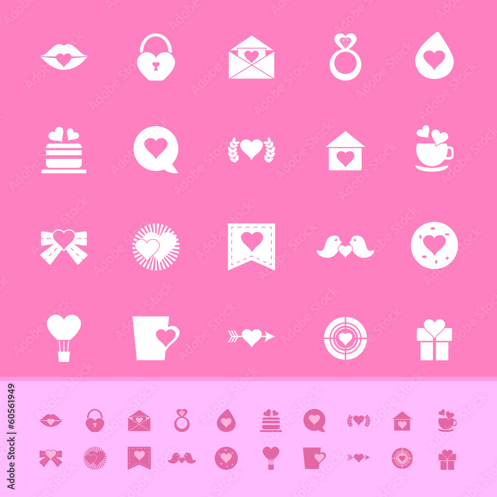 Heart element color icons on pink background Heart element color icons on pink background