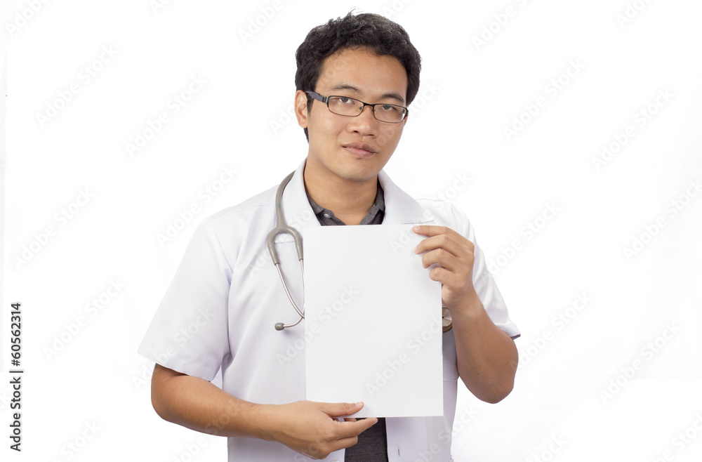 Male doctor with a folder, standing isolated on white Male doctor with a folder, standing isolated on white