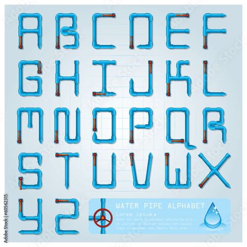 Water Pipe Alphabet Character Design Template