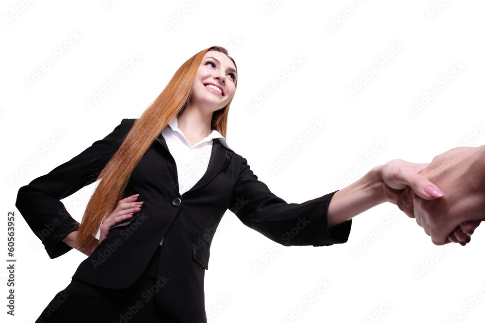 Business woman and man handshake Business woman and man handshake