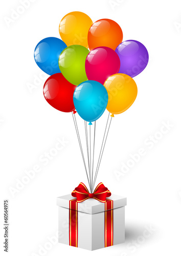 Gift box with color balloons