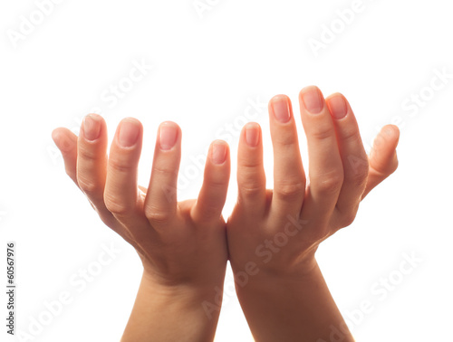 Two human hands asking for something photo