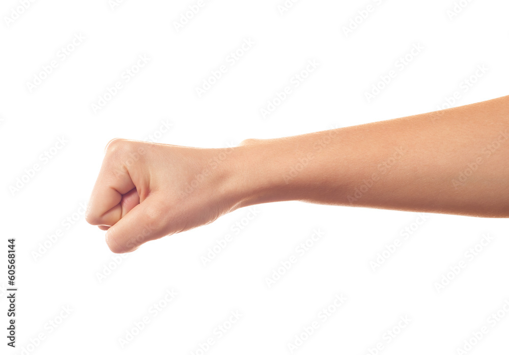 Human's hand keeping something on white background Human's hand keeping something on white background