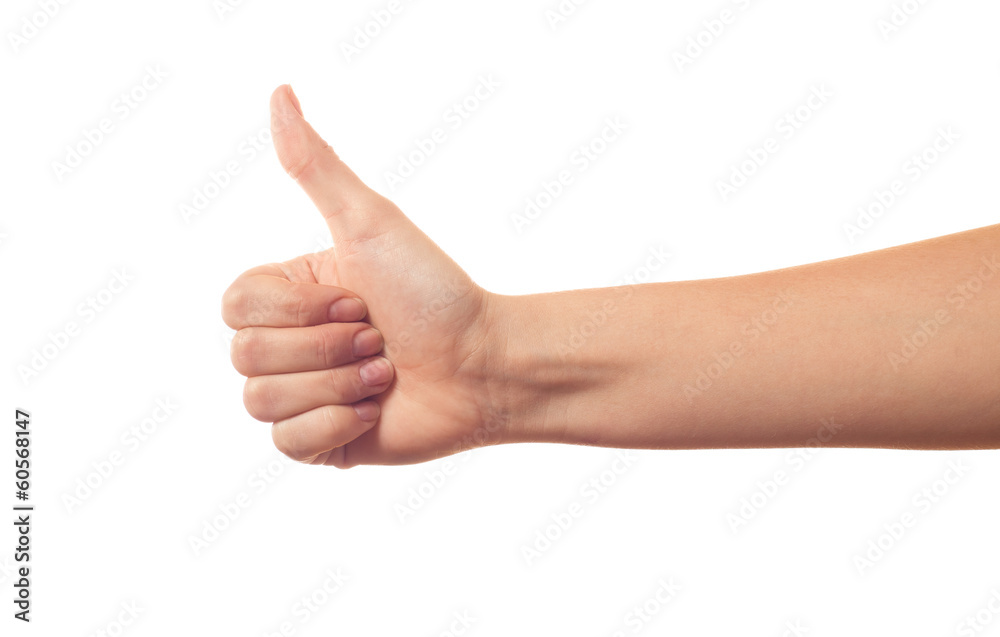 Thumb up hand on white background Thumb up hand on white background