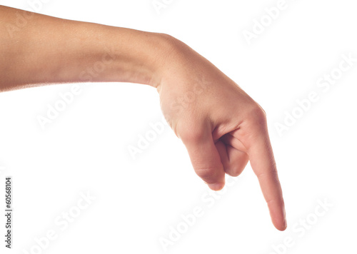 One human hand pointing down