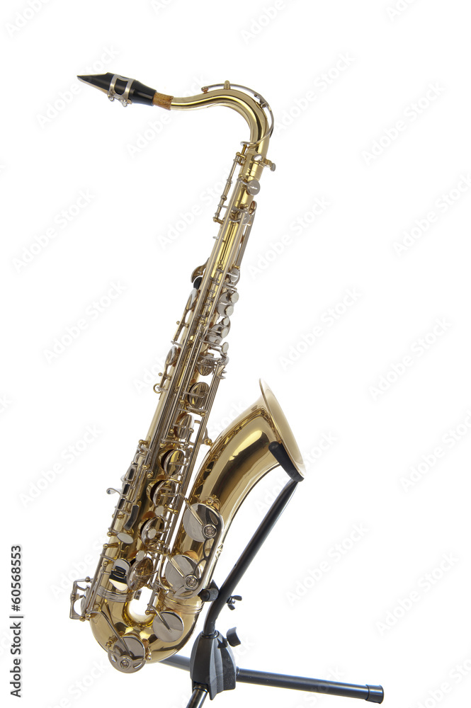 Naklejka premium Golden tenor sax with silver valves