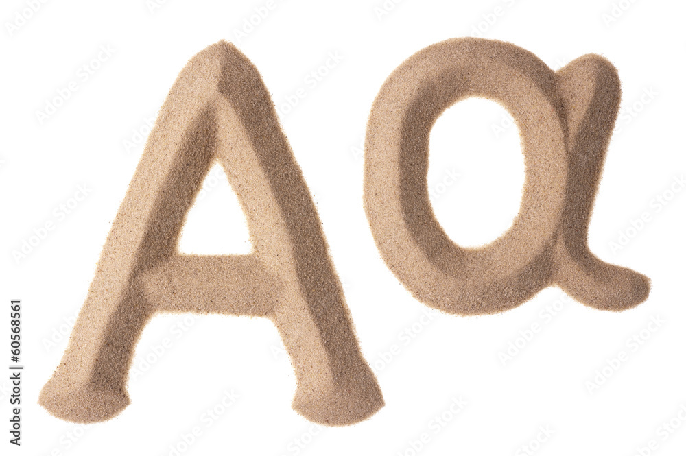 Alpha sign written with sand Alpha sign written with sand