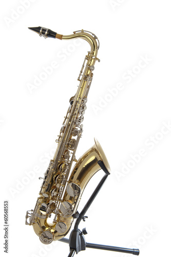 Golden tenor sax with silver valves