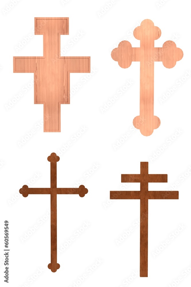 realistic 3d render of crucifixes