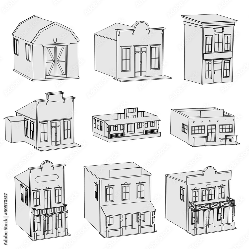 cartoon image of western houses