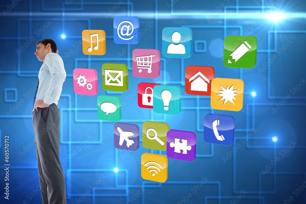Composite image of thinking businessman with hand on head Composite image of thinking businessman with hand on head
