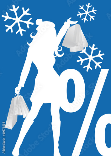 decorative winter sales banner,  percentage sign