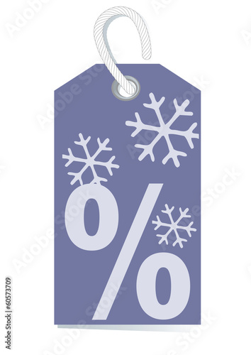 Violet tag for wintersale, percentage sign