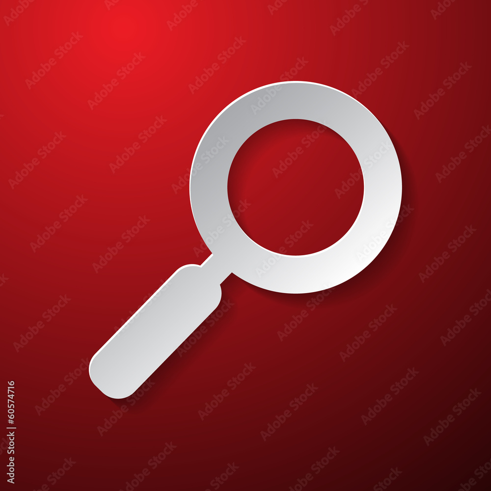 Vector Magnifying Glass Paper Symbol on Red Background Vector Magnifying Glass Paper Symbol on Red Background