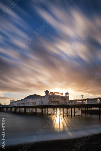 Winter sunset long exposure over Brighton pier.