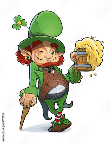 Dwarf with beer. Illustration for saint Patricks day. Eps10