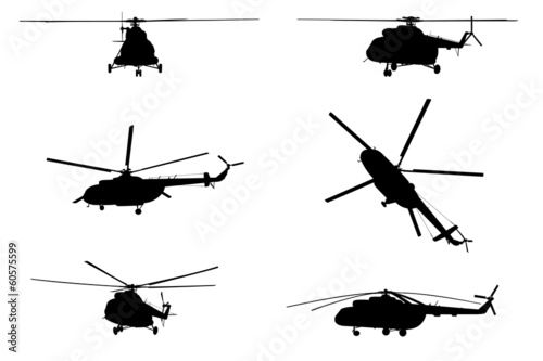 Helicopter of set silhouette.