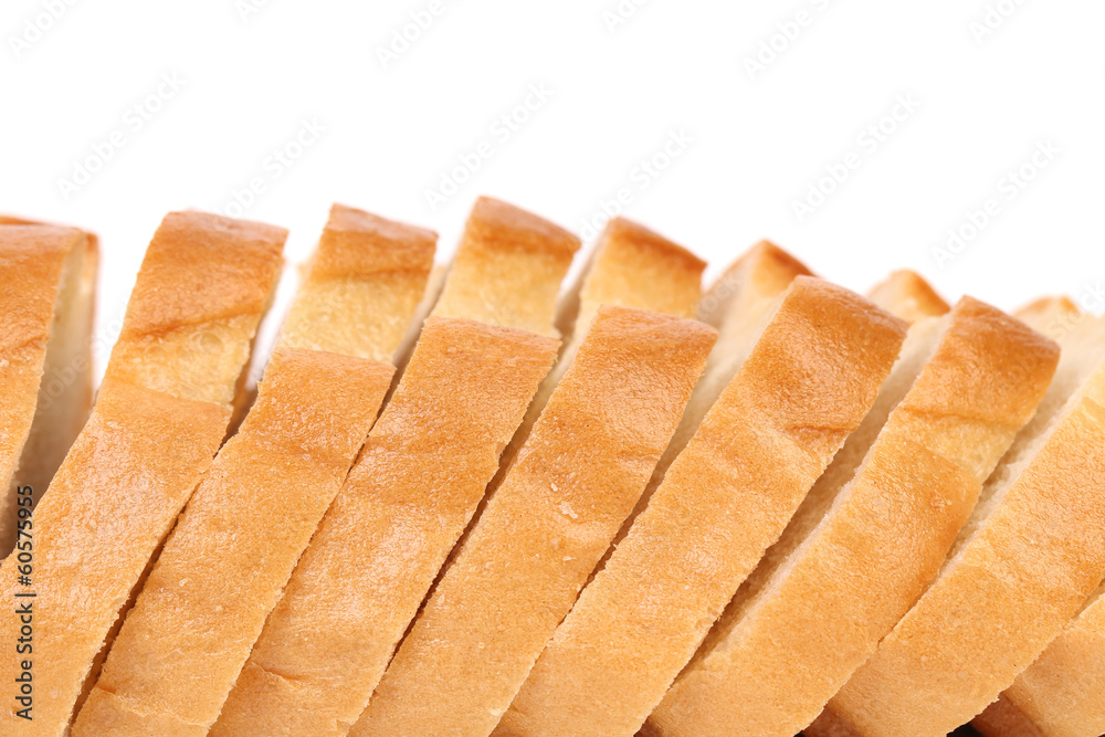 Close up of white sliced bread.