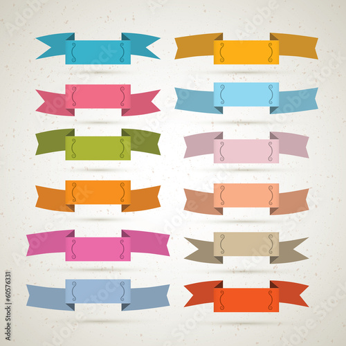 Colorful Retro Vector Ribbons, Labels Collection