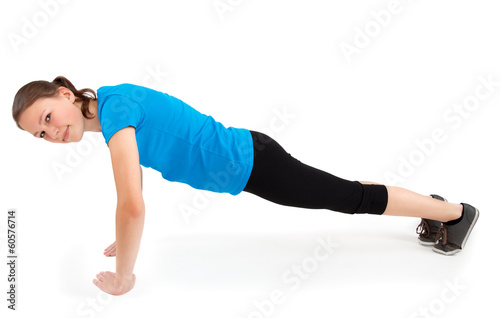 young woman doing push ups