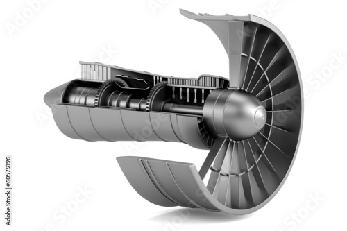 realistic 3d render of turbine - airplane