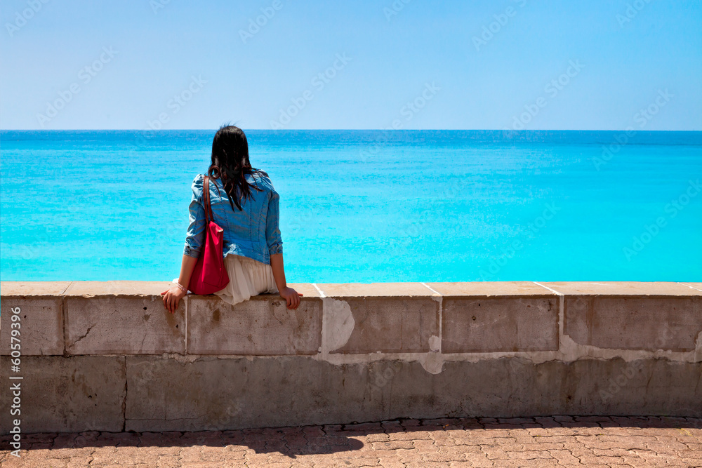 Thoughtful girl on the beach. Thoughtful girl on the beach.